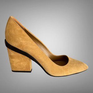 Hermes Goatskin Suede Pumps Shoes Sand Black EU 35 Heels